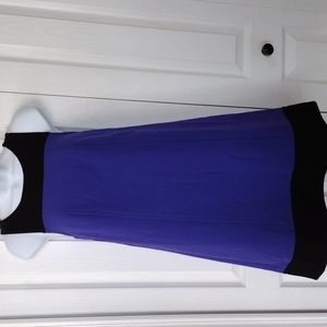 LOFT Dress Size 8 Black Blue/Purple Color Block, Midi.